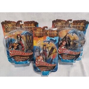 DISNEY PIRATES OF THE CARIBBEAN 2008 SWASHBUCKLERS SPARROW TURNER SWAN